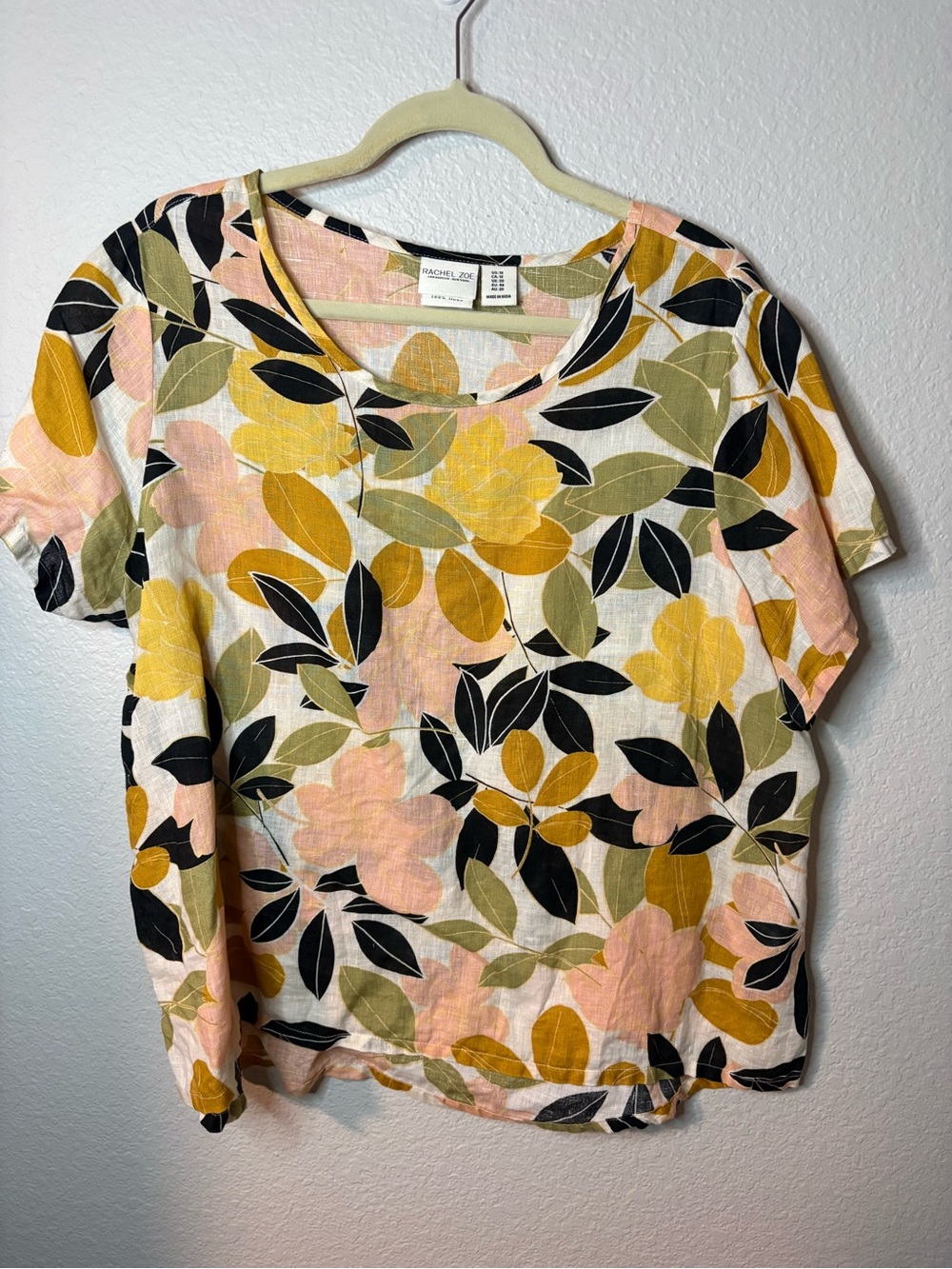 Rachel Zoe Floral Short-Sleeve Top in Pink, Mustard & Olive